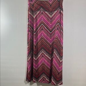 Cato Maxi Skirt Women Size M Vibrant Colors Chevron A-Line Elastic Waist NWT